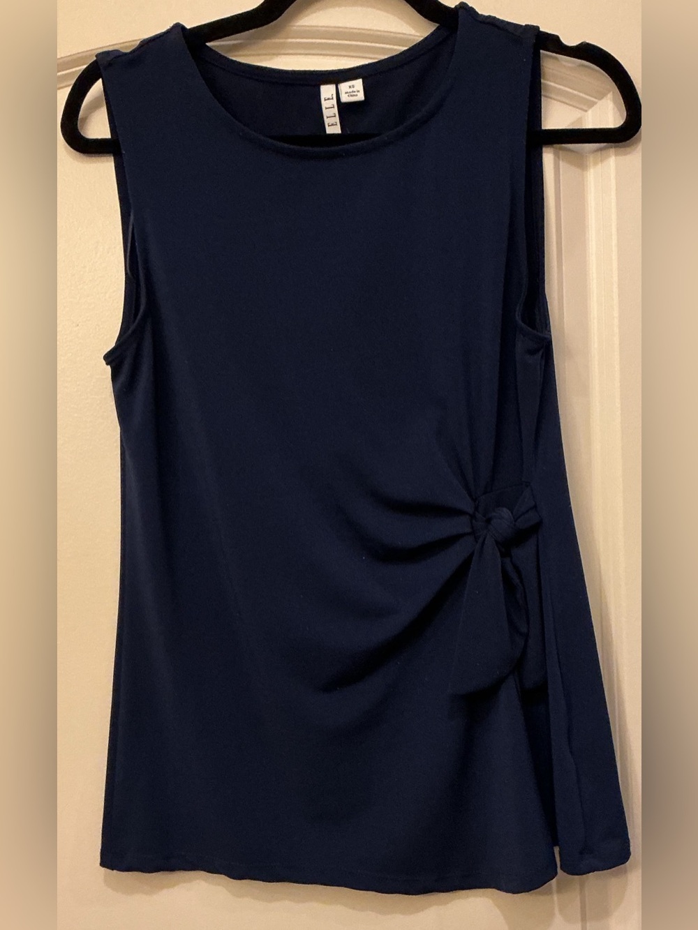 ELLE Navy Blue Sleeveless Side Tie Blouse Top XS